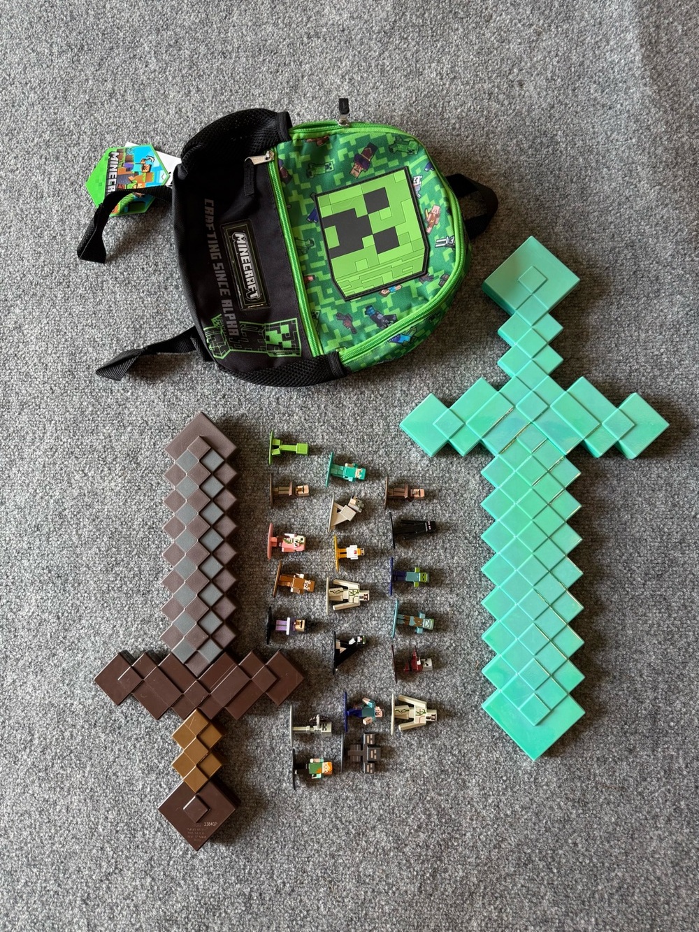 Green Pixel Sword & Backpack Kids Playset with Figures